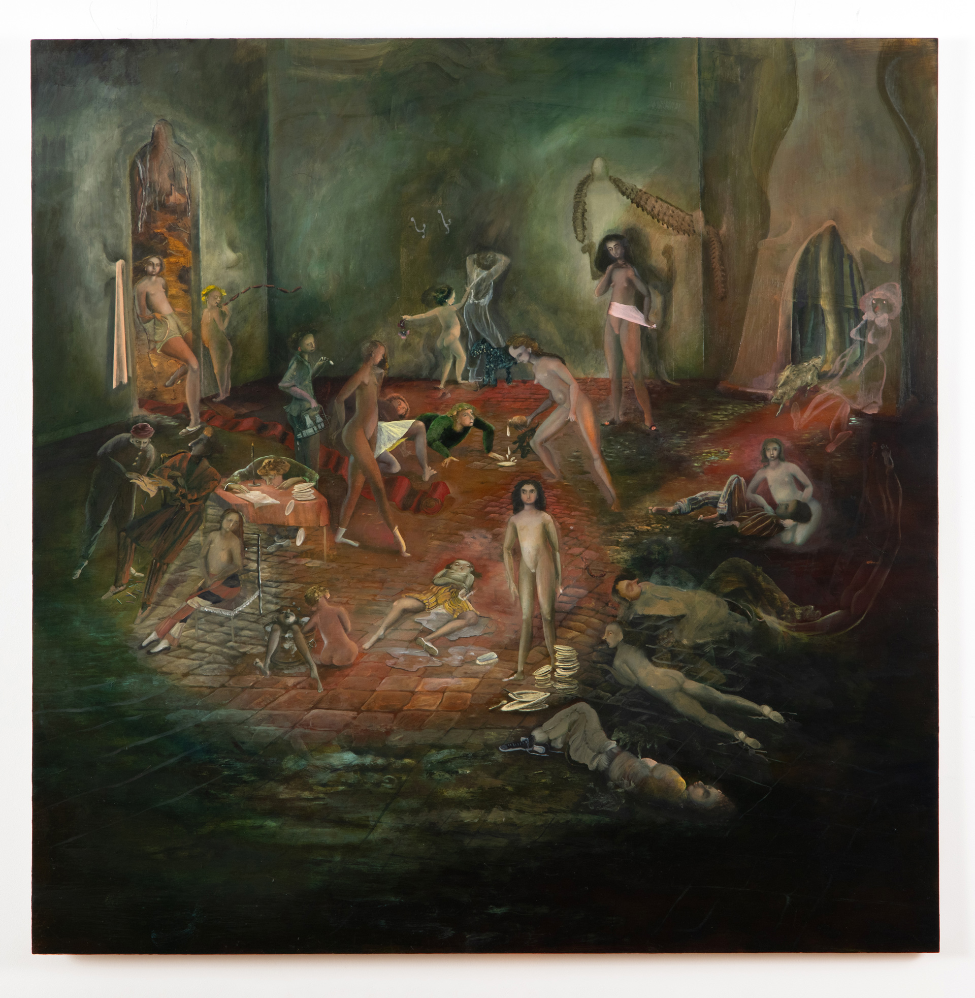 The Milkman’s Arrival oil on birch panel 47in x 46in